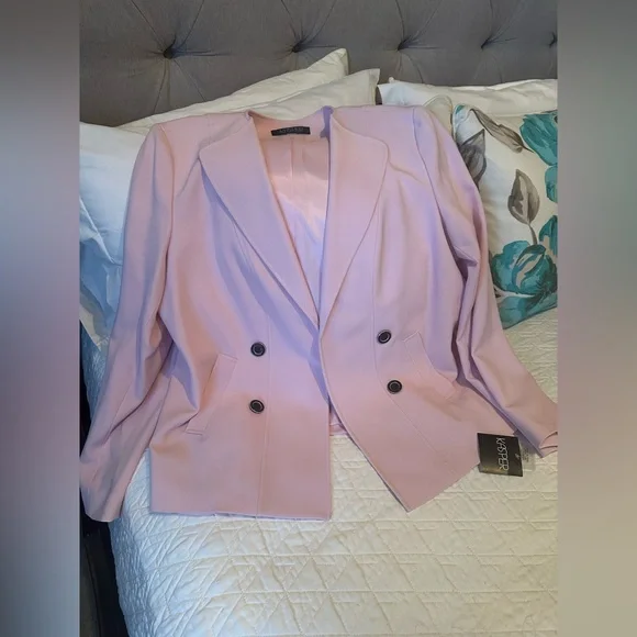 Kasper Light Pink Double-Breasted Blazer - Picture 4 of 5